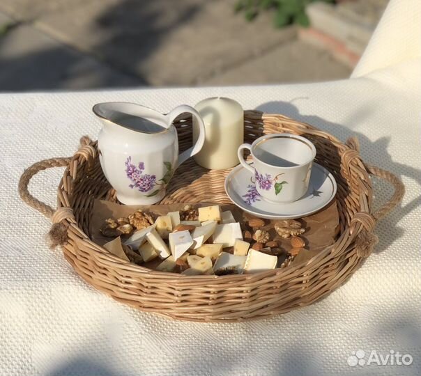 Поднос с ручками из джута