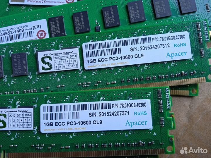 Озу 1GB DDR3 1333 ECC 1RX8/200 штук