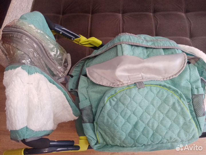 Коляска санки Ника 7.3 меховые на 6 колесах