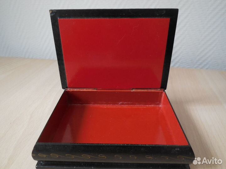 Шкатулка лак, папье-маше. Морской пейзаж. Винтаж