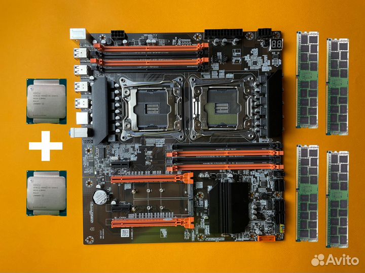 Комплект xeon X99 dual + 2 шт E5 2650 v3 + 128 гб