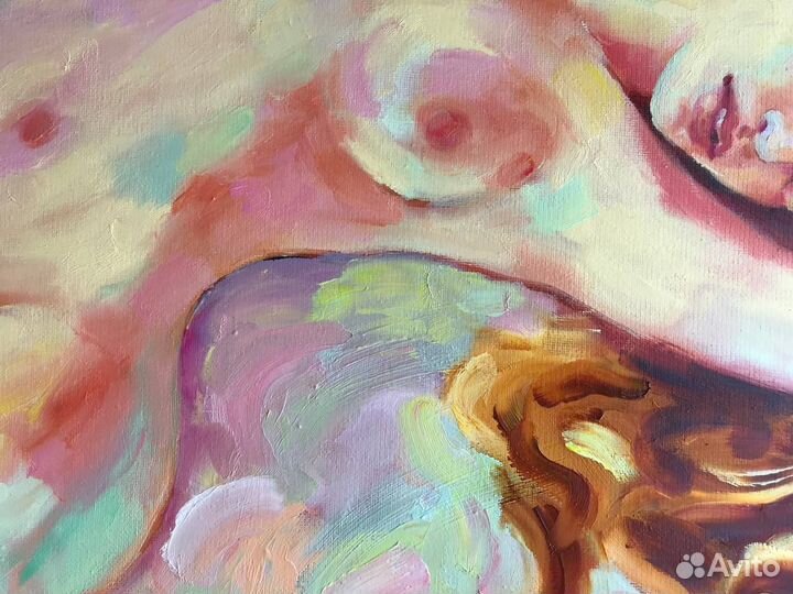 Картина маслом на холсте девушка ню обнаженная