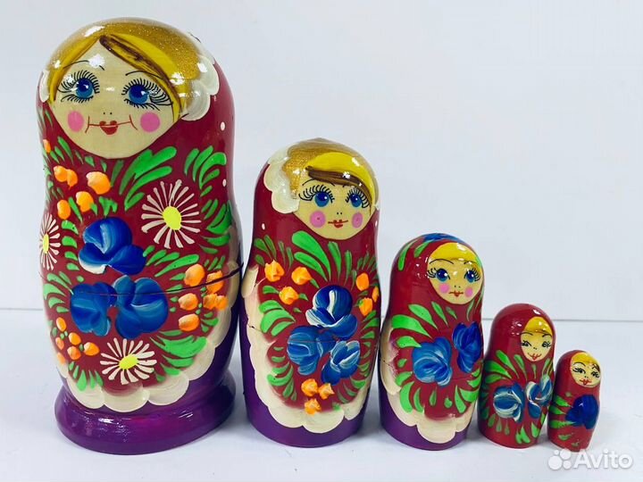 Матрешка 5 мест. Дерево, ручная роспись