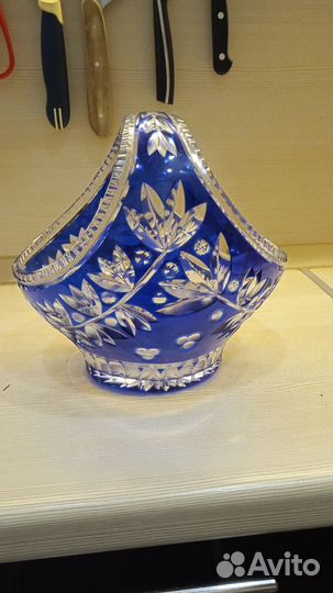 Ваза хрустальная СССР богемия
