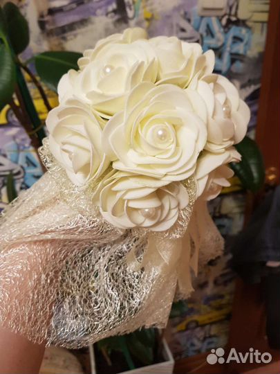 Цветы искусственные, цвет шампань