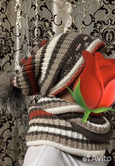 Комплект шапка и снуд зимний