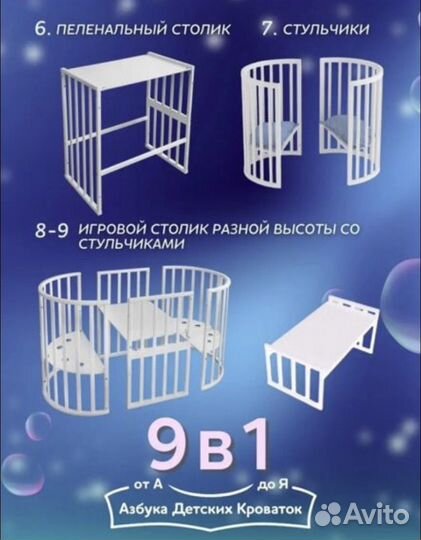 Кроватка трансформер 9 в 1