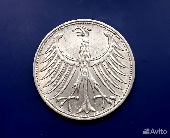 5 марок 1966 г. Германия, Серебро