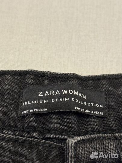 Джинсы черные с бусинами zara 36