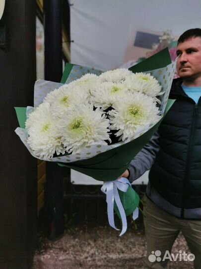 Букет хризантема одноголовая Букет хризантем