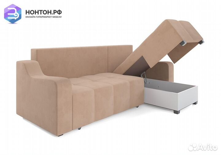 Угловой диван еврокнижка Берн велюр бежевый