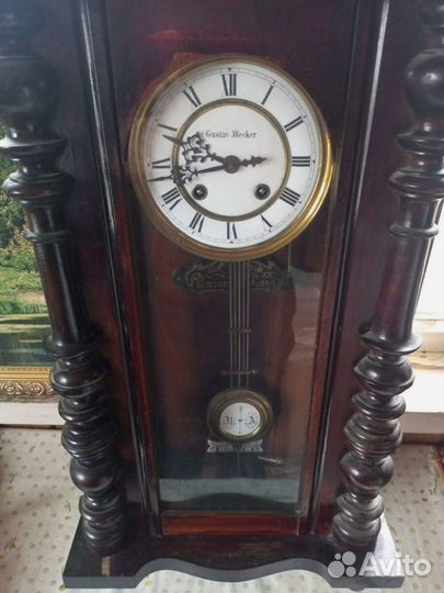 Старинные настенные часы германия Густав Беккер
