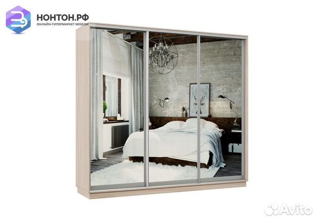 Шкаф-купе трёхдверный Мэн ясень шимо светлый