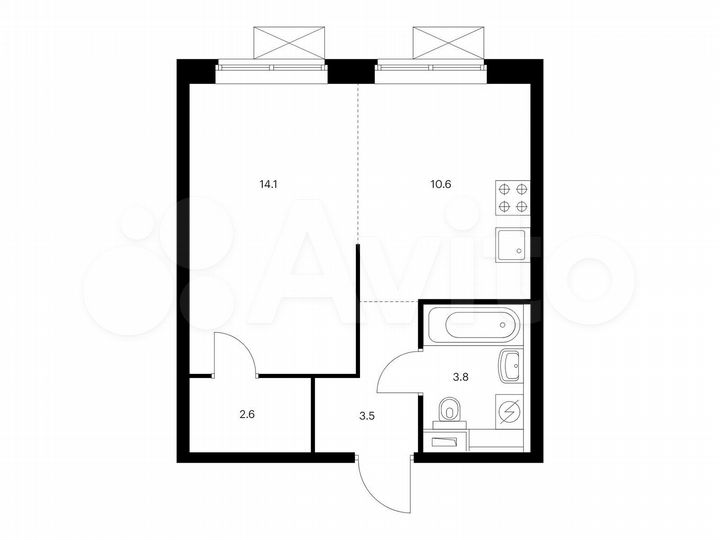 1-к. квартира, 34,6 м², 10/33 эт.