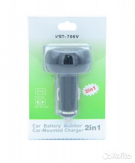 Vst706v-4 авто вольтметр, зу зел.цифр