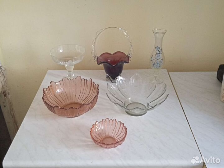 Ваза карамельное стекло фруктовница подбукетник