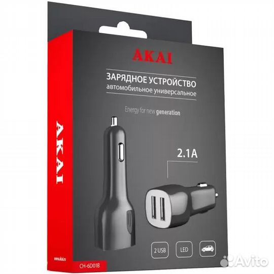 Азу akai CH-6D05B 2USB 2.1A Black