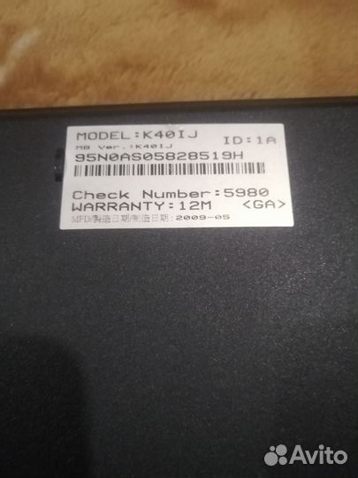 Ноутбук asus k40ij