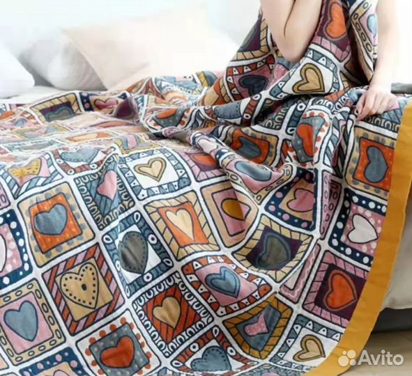 Муслиновый плед сердечки