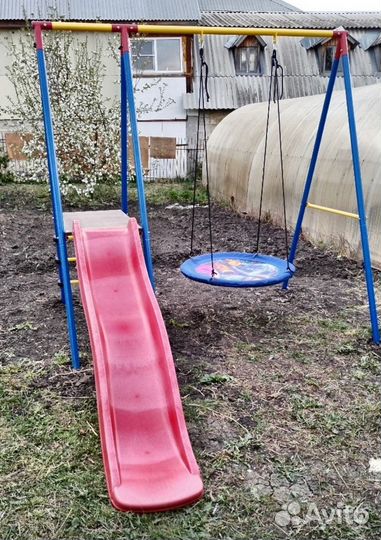 Детская горка с качелями Новая
