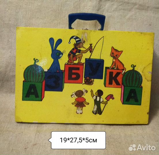 Коробка деревянная. Упаковка. Кубики. Азбука. СССР