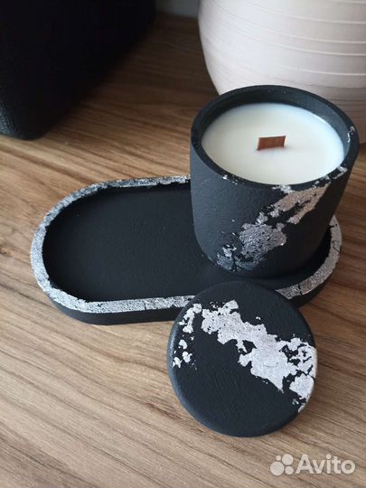 Ароматическая свеча из соевого воска в гипсе