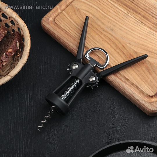 Штопор Доляна «Профи», 19 см, цвет чёрный