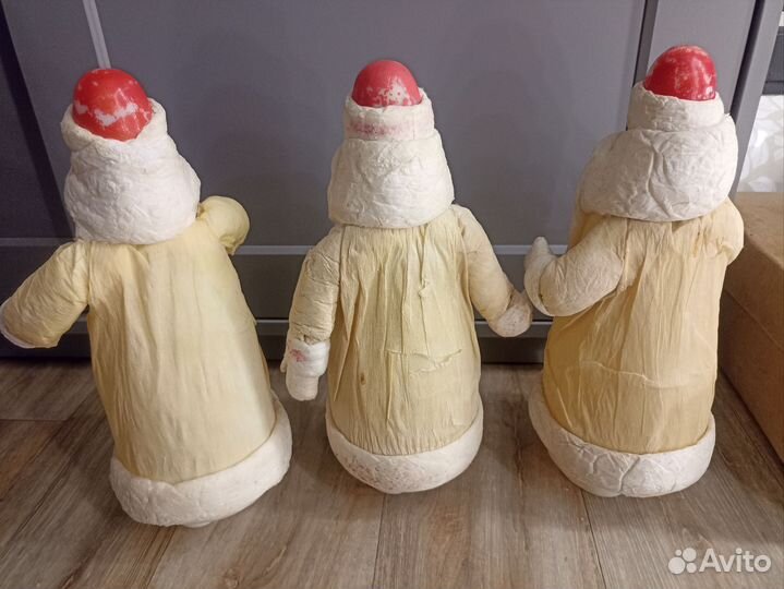 Дед морозы СССР вата пластик 35 сантиметров