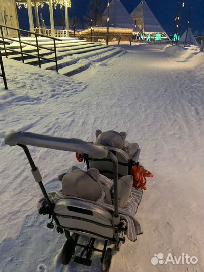Санки на колесах для двойни