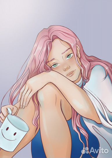 Аниме портрет, иллюстрация, рисунок на заказ