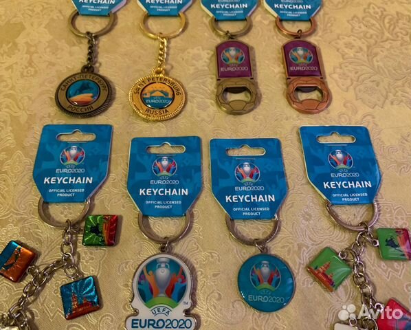Набор брелков металл Уефа Евро Euro 2020 (8 штук)
