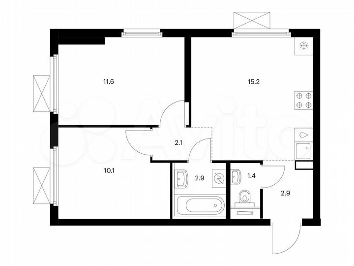 2-к. квартира, 46,2 м², 24/25 эт.
