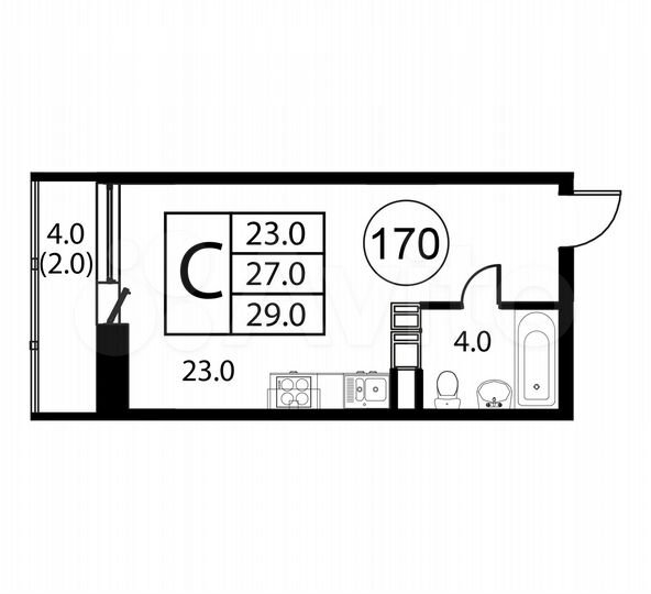 Квартира-студия, 29 м², 8/12 эт.