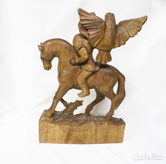 Композиция Соколиная охота, Башкир, резьба по дере