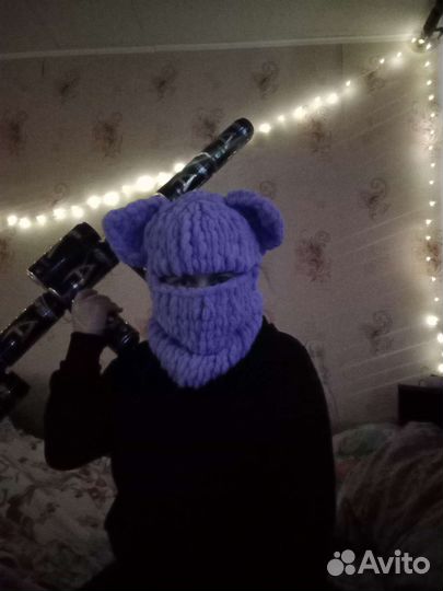 Балаклава вязаная с ушками