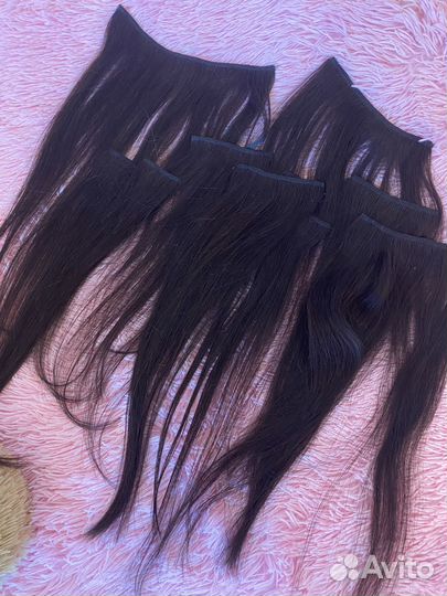 Натуральные волосы на заколках 45 см