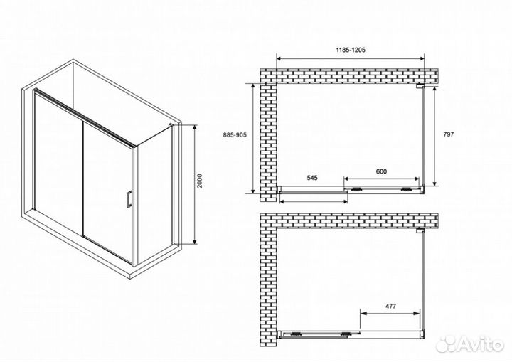 Душевой уголок abber Komfort AG93120-S92 120*90*20