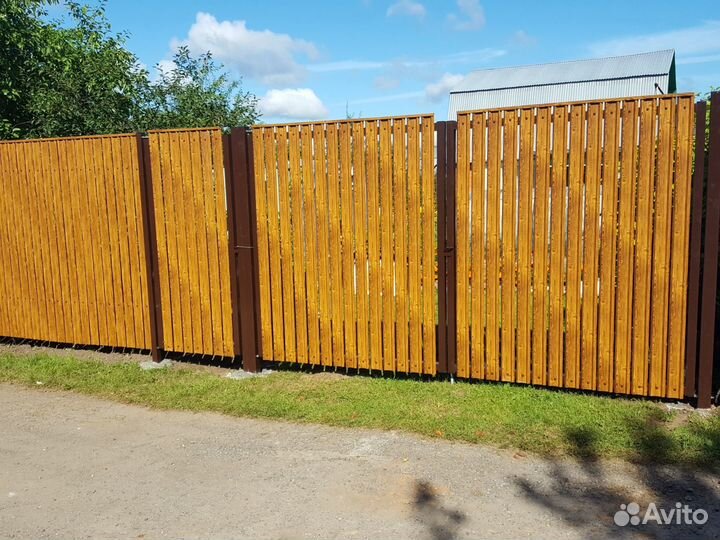 Штакетник металлический Grand Line под дерево золо