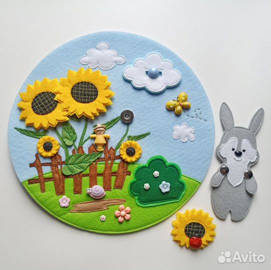 Фетровая развивающая книга Колобок