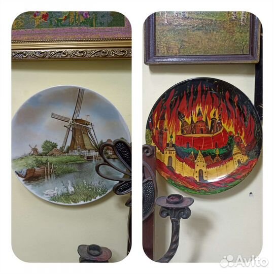 Фарфоровые настенные тарелки(ручная роспись) СССР