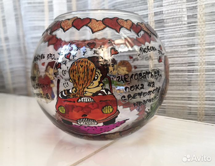 Конфетница/подсвечник ручная витражная роспись