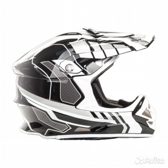 Мотошлем кроссовый hizer B6195 черно-белый