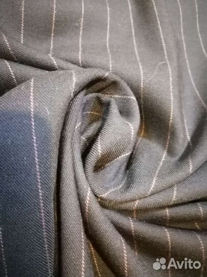 Ткань костюмная чёрн.в полоску.Шерсть.Италия.6,1м