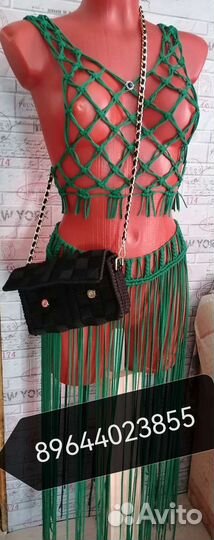 Костюм для пляжа в технике макраме