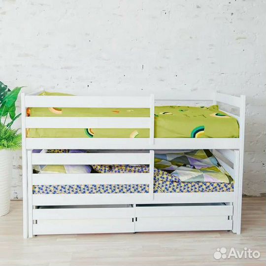 Кроватка с доп. местом берёза матрешка эко детская