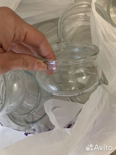 Банки стеклянные от творога для декора