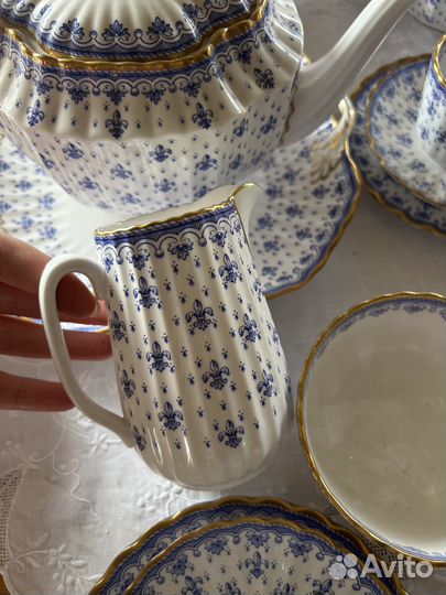 Spode Fleur De Lys Цветок Лилии в синем цвете