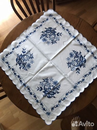 Скатерть, салфетка синий лук, луковый узор