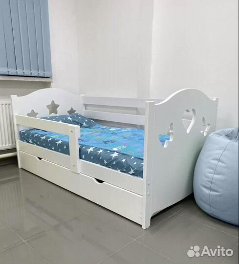 Кроватка высокий борт для малыша сингл берёза