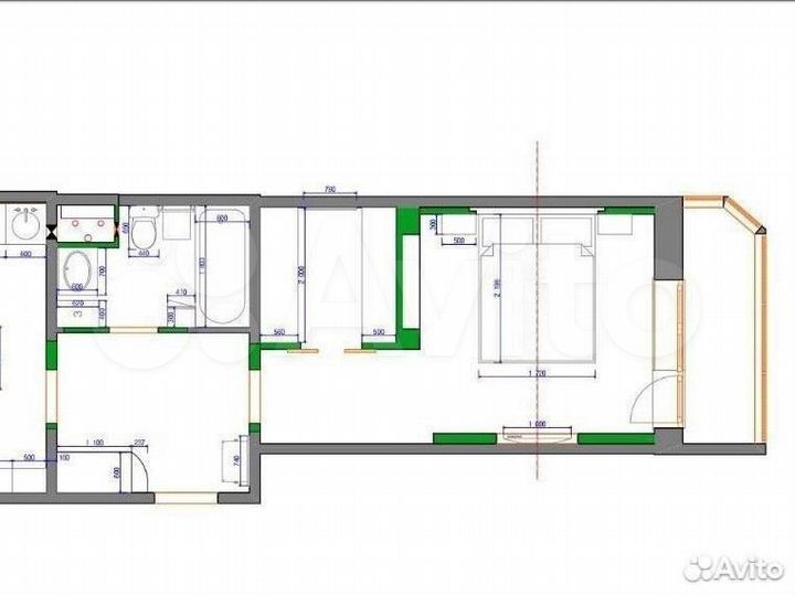 1-к. квартира, 54,3 м², 9/9 эт.
